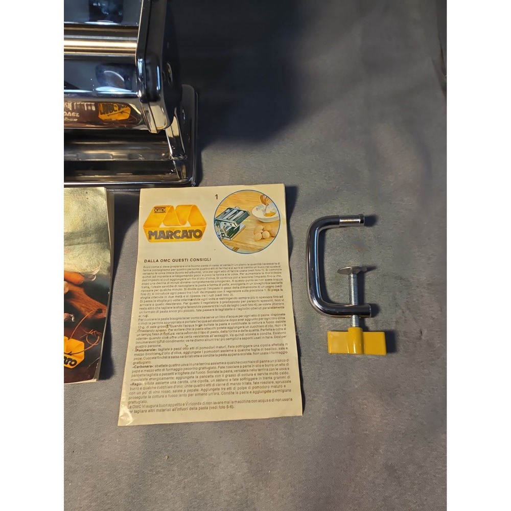 Vtg Marcato Atlas 150 Pasta Machine Hand Crank Manual Metal Maker Made In Italy - Picture 5 of 15